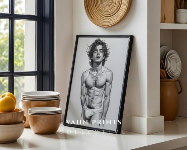 Modern Male Nude Wall Decor Clean Line Art Poster