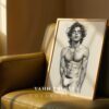 Modern Male Nude Wall Decor Clean Line Art Poster