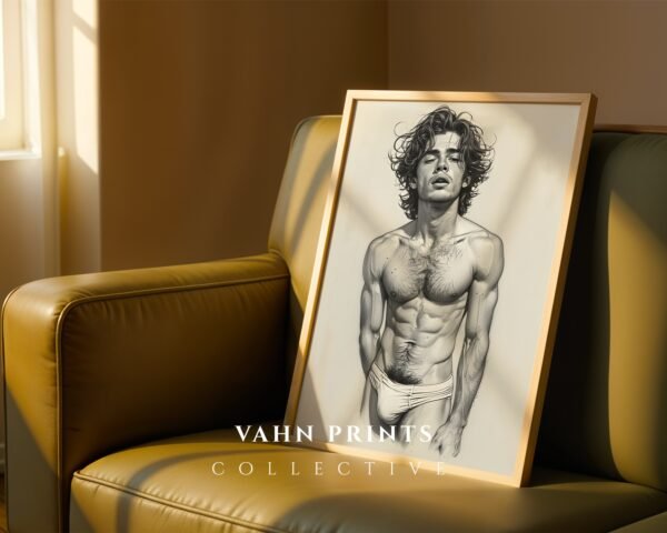 Modern Male Nude Wall Decor Clean Line Art Poster