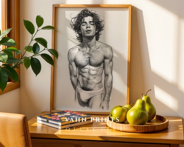 Modern Male Nude Wall Decor Clean Line Art Poster