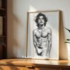 Modern Male Nude Wall Decor Clean Line Art Poster