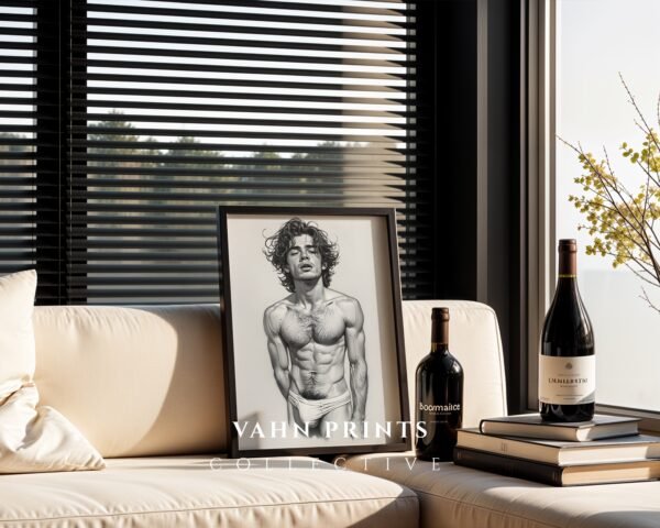 Modern Male Nude Wall Decor Clean Line Art Poster