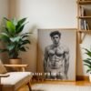 V143c_m1 Male Nude Body Art Line Drawing Minimalist Wall Print