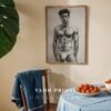 V143c_m2 Male Nude Body Art Line Drawing Minimalist Wall Print