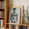 V143c_m3 Male Nude Body Art Line Drawing Minimalist Wall Print