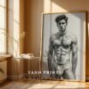 V143c_m6 Male Nude Body Art Line Drawing Minimalist Wall Print