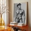 V144c_m9 Minimalist Nude Male Figure Illustration Wall Art Download