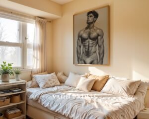 Male Nude Figure Sketch Wall Art Contemporary Printable