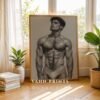 Male Nude Figure Sketch Wall Art Contemporary Printable