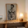 Male Nude Figure Sketch Wall Art Contemporary Printable