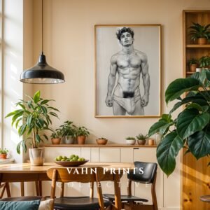 Masculine Nude Line Drawing Wall Art Modern Interior Decor