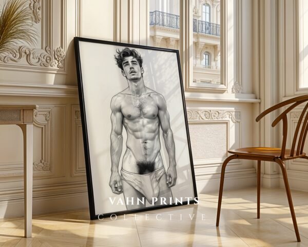 Masculine Nude Line Drawing Wall Art Modern Interior Decor