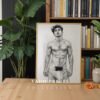 Masculine Nude Line Drawing Wall Art Modern Interior Decor