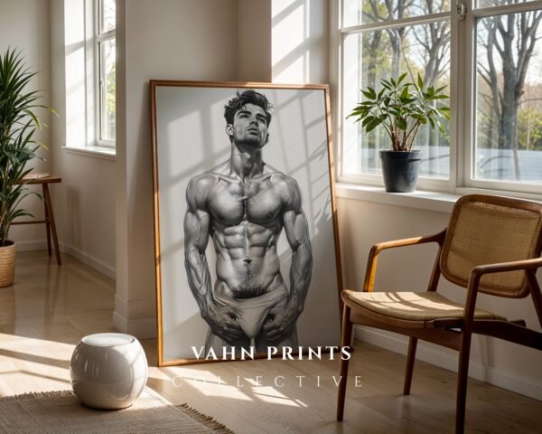 Abstract Male Nude Body Wall Art Minimal Line Print