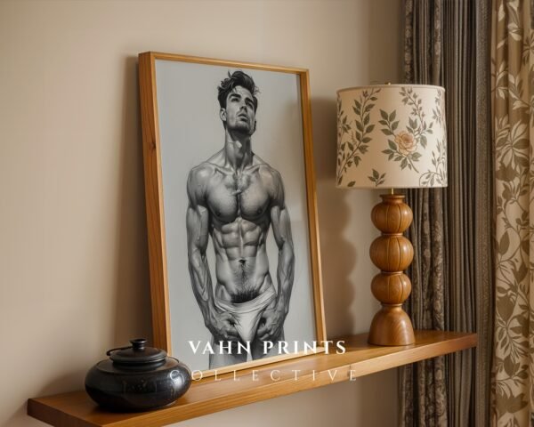 Abstract Male Nude Body Wall Art Minimal Line Print