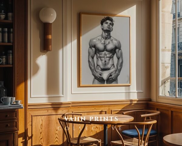 Abstract Male Nude Body Wall Art Minimal Line Print