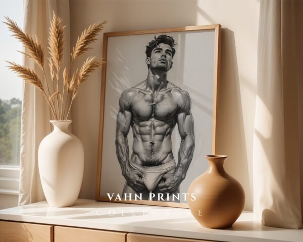 Abstract Male Nude Body Wall Art Minimal Line Print