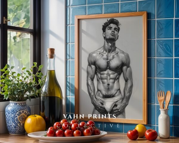 Abstract Male Nude Body Wall Art Minimal Line Print