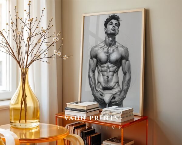 Abstract Male Nude Body Wall Art Minimal Line Print