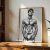 Abstract Male Nude Body Wall Art Minimal Line Print