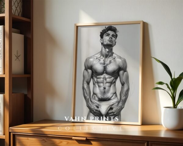 Abstract Male Nude Body Wall Art Minimal Line Print