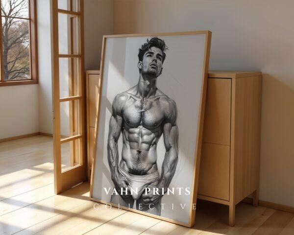 Abstract Male Nude Body Wall Art Minimal Line Print