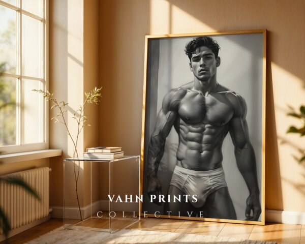 Male Nude Silhouette Wall Art Clean Minimal Line Drawing