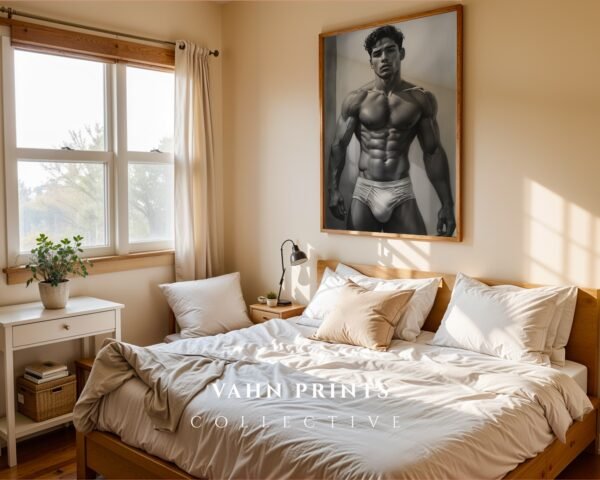 Male Nude Silhouette Wall Art Clean Minimal Line Drawing