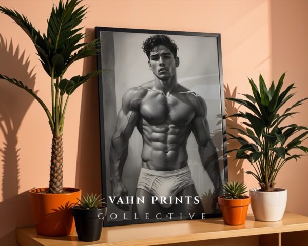 Male Nude Silhouette Wall Art Clean Minimal Line Drawing