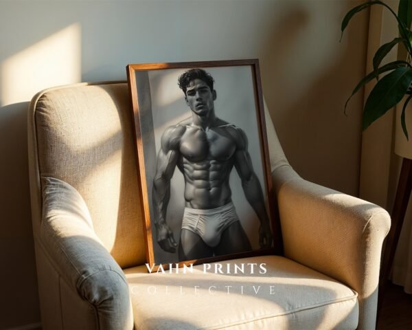 Male Nude Silhouette Wall Art Clean Minimal Line Drawing