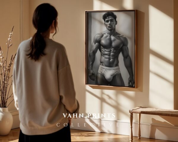 Male Nude Silhouette Wall Art Clean Minimal Line Drawing