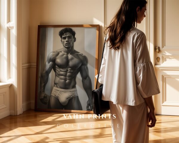 Male Nude Silhouette Wall Art Clean Minimal Line Drawing