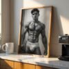 Male Nude Silhouette Wall Art Clean Minimal Line Drawing
