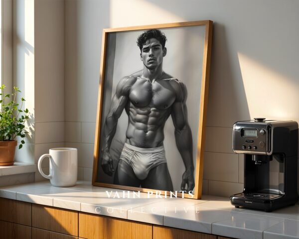 Male Nude Silhouette Wall Art Clean Minimal Line Drawing