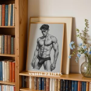 Modern Artistic Male Nude Figure Wall Art Printable