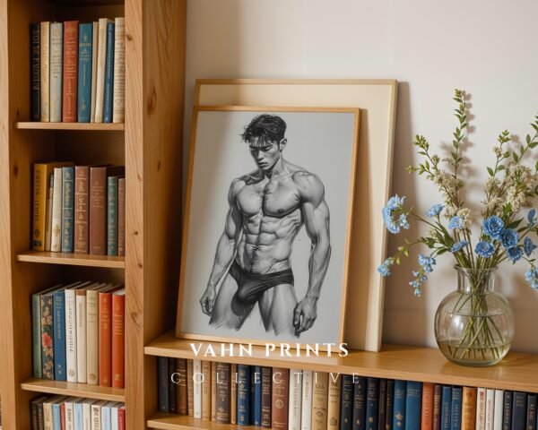 V149c_m1 Modern Artistic Male Nude Figure Wall Art Printable