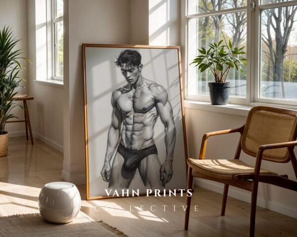 V149c_m10 Modern Artistic Male Nude Figure Wall Art Printable