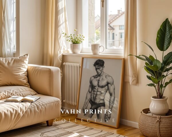 V149c_m2 Modern Artistic Male Nude Figure Wall Art Printable