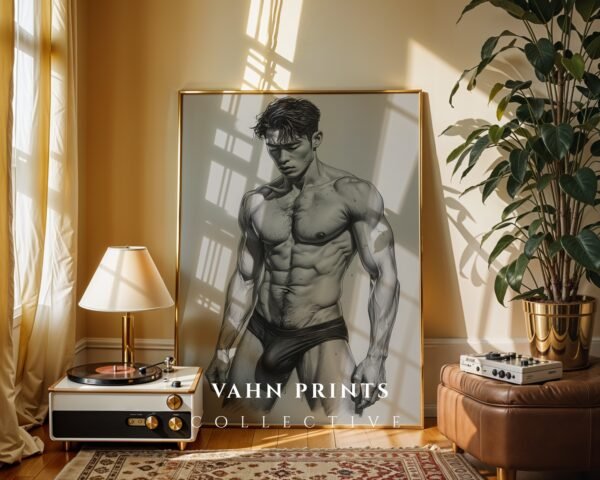 V149c_m3 Modern Artistic Male Nude Figure Wall Art Printable