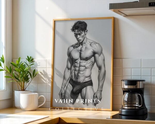 V149c_m6 Modern Artistic Male Nude Figure Wall Art Printable
