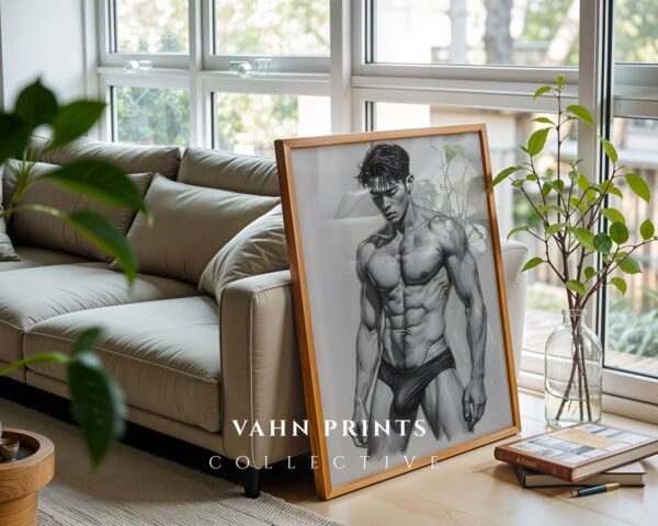 V149c_m7 Modern Artistic Male Nude Figure Wall Art Printable