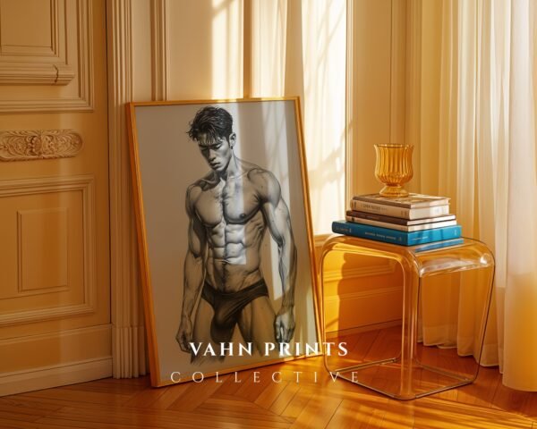 V149c_m8 Modern Artistic Male Nude Figure Wall Art Printable