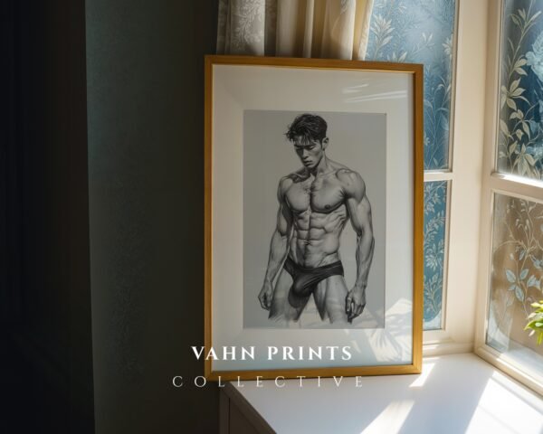 V149c_m9 Modern Artistic Male Nude Figure Wall Art Printable