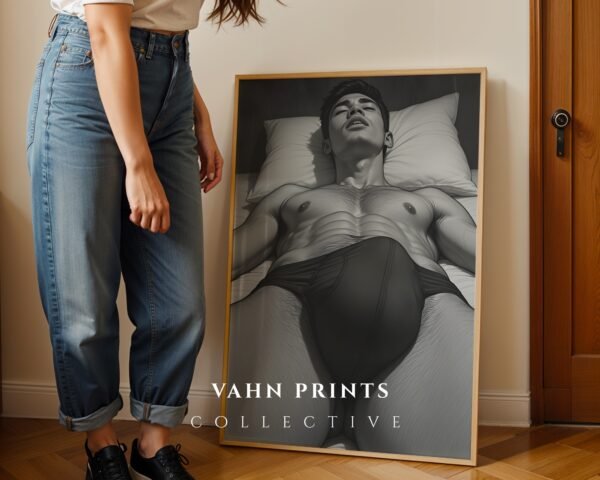 Male Nude Study Line Art Print Minimalist Decor