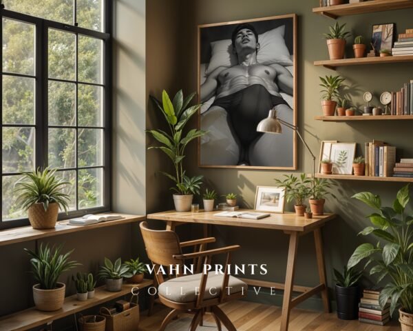 Male Nude Study Line Art Print Minimalist Decor