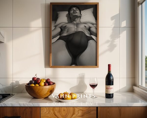 Male Nude Study Line Art Print Minimalist Decor