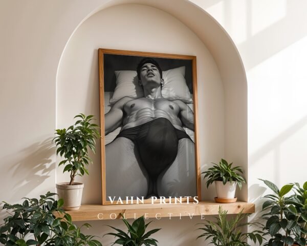 Male Nude Study Line Art Print Minimalist Decor