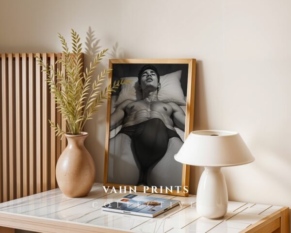 Male Nude Study Line Art Print Minimalist Decor