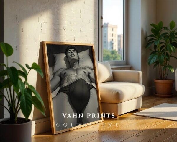 Male Nude Study Line Art Print Minimalist Decor