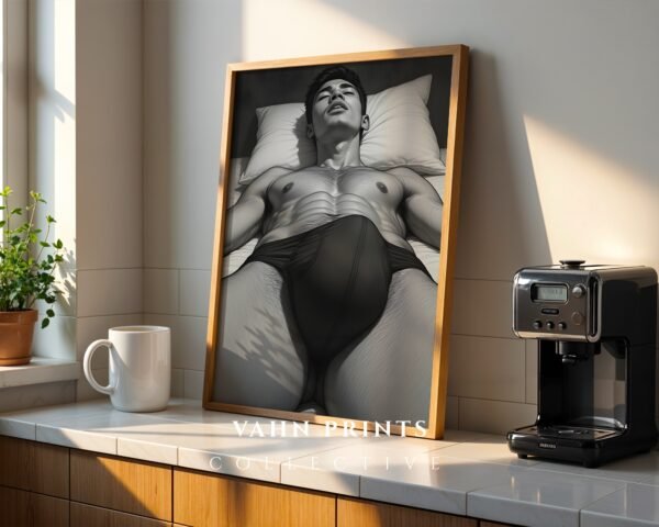 Male Nude Study Line Art Print Minimalist Decor